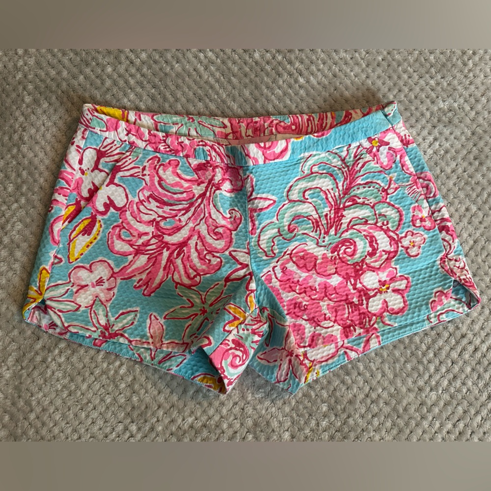 Lilly Pulitzer Adie Shorts Breakwater Blue Floral Pockets 100% cotton Size 4